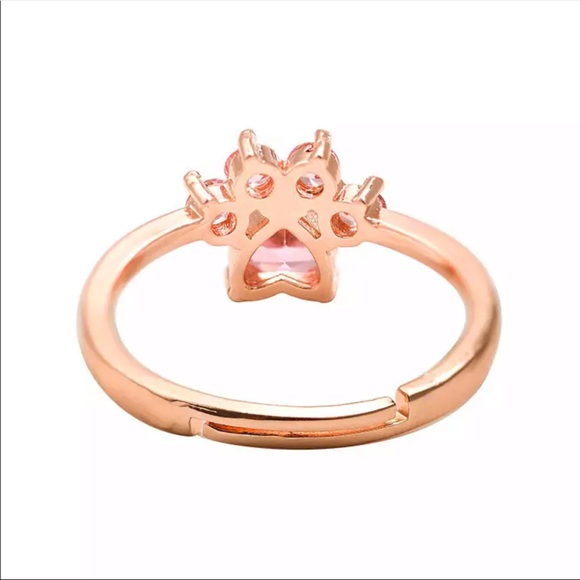 New 18k rose gold over s925 pink CZ paw 🐾 ring - Picture 5 of 5